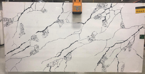 Image Title QM9301 CALACUTTA BLACK. All Quartz Master surfaces are easy to clean and maintain, and require minimal maintenance – there’s no need to seal or wax the surface.  Size: 127" x 64" (all slab sizes) Thickness: 1-1/4" or 3/4" Finishes: Polished