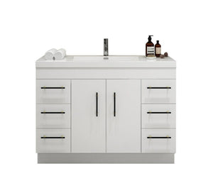 INNOV-Elena 48" Glossy White, Freestanding Vanity, With Reinforced Acrylic Sink Top