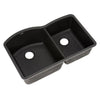 Granite Sink 60/40 Black Undermount Double Bowl  Overall Size: 32 x 21 x 9-7/8 in  Left Bowl Size: 16-1/2 x 18-1/2 x 9-7/8 in  Right Bowl Size: 12-9/16 x 16-1/2 x 8-11/16  Material: Granite + PMMA