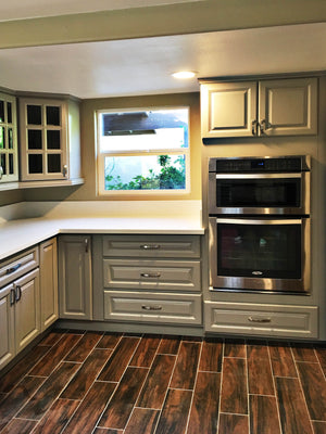 Image Title Anaheim Gray (Kitchen Cabinet), kitchen concepts  with metallic handles.