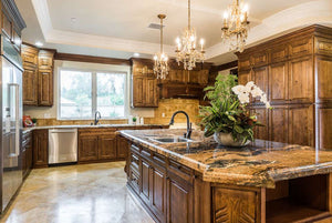 Image Title Kitchen cabinets concept with nice calacata quartz top.