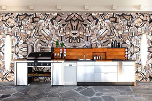 Kitchen design  wall with natural quartz - GRANITE COLLECTIO / MC0200 BLACK AGATE WILD