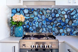 Kitchen backsplash concept with natural quartz sample - GRANITE COLLECTIO / MC0300 BLUE AGATE CLASSIC