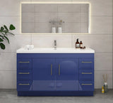 INNOV-Elena 48" Glossy Night Blue, Freestanding Vanity, With Reinforced Acrylic Sink Top