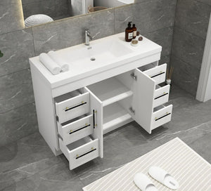 INNOV-Elena 48" Glossy White, Freestanding Vanity, With Reinforced Acrylic Sink Top